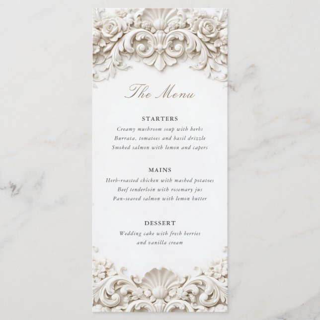 Elegant Classy Baroque Frame Wedding Menu (Front)