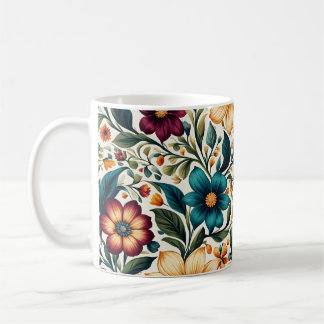 Elegant Classy Beautiful Colourful Floral Art Coffee Mug