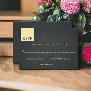 Elegant Classy Black And Gold Modern Chic Wedding RSVP Card