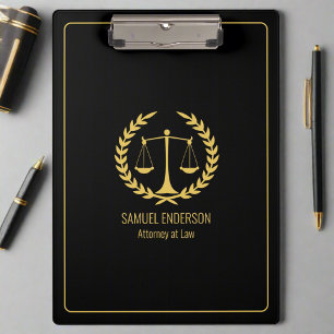 Elegant Classy Black & Gold Lawyer Clipboard