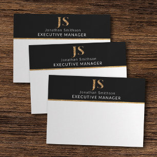 Elegant Classy Black & Gold Personalised Monogram Card