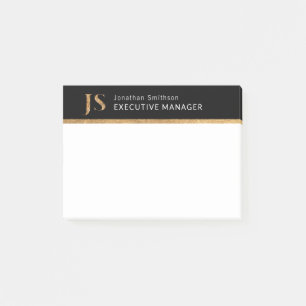 Elegant Classy Black & Gold Personalised Monogram Post-it Notes