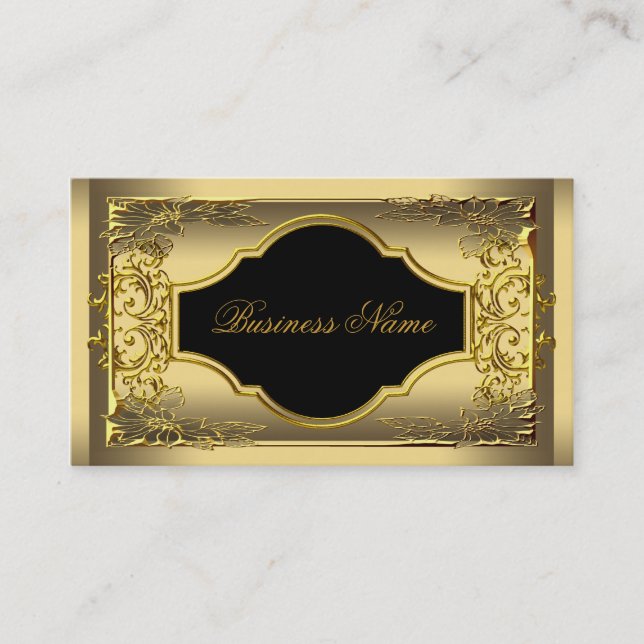 Elegant Classy Black Gold Profile Company Business Card (Front)