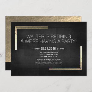 Elegant Classy Black/Gold Retirement Party Invitation