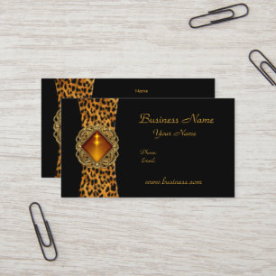Elegant Classy Black Leopard animal Jewel Business Card