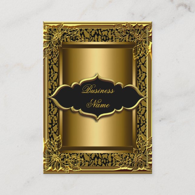 Elegant Classy Black Old Gold Business Card (Front)