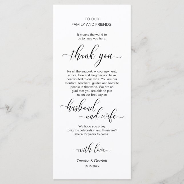 Elegant Classy Black, Place Setting Thank You Card (Front)