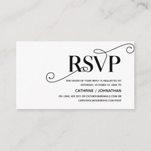 Elegant Classy, Black Script, RSVP respond Enclosure Card
