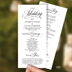 Elegant Classy Black Script Wedding Ceremony Order Program