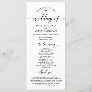 Elegant Classy, Black script, Wedding Ceremony Program