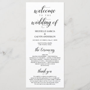 Elegant Classy, Black script, Wedding Ceremony Program