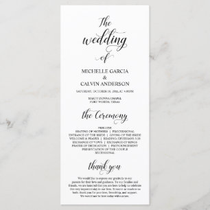 Elegant Classy, Black script, Wedding Ceremony Program