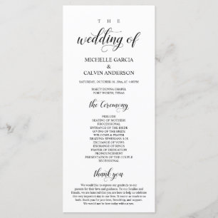 Elegant Classy, Black script, Wedding Ceremony Program