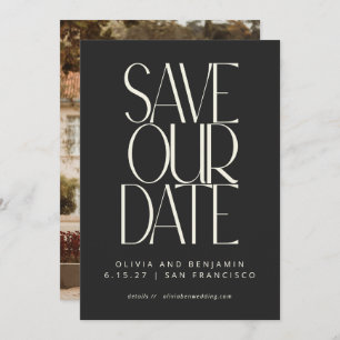 Elegant Classy Black Simple Modern Trendy Photo Save The Date