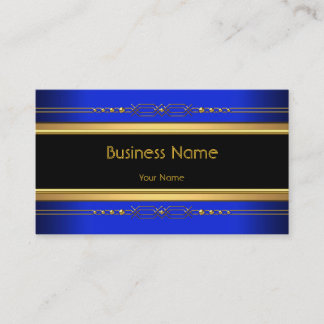 Elegant Classy Black Yellow Gold Royal Blue Business Card