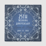 Elegant Classy Blue and Silver Wedding Anniversary Magnet<br><div class="desc">Elegant personalised silver wedding anniversary magnet design featuring an elegant silver border on a gradient blue background. The text is fully customisable.</div>