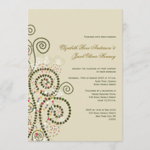 Elegant Classy Boho Green Spirals Wedding Invite