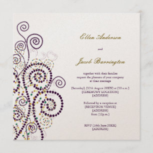 Elegant Classy Boho Purple Spirals Wedding Invite