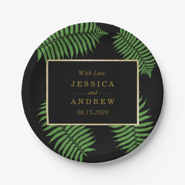 Elegant Classy Bracken Wedding Paper Plate (Front)