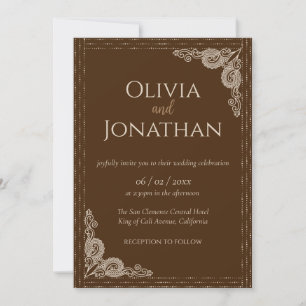 Elegant Classy Bronze ornate Wedding Invitation
