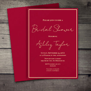 Elegant Classy Burgundy Gold Chic Bridal Shower Invitation