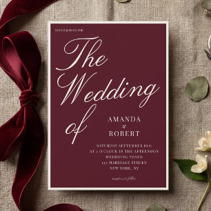 Elegant Classy Burgundy Old Money Wedding Invitation