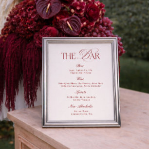 Elegant Classy Burgundy Wedding Bar Poster