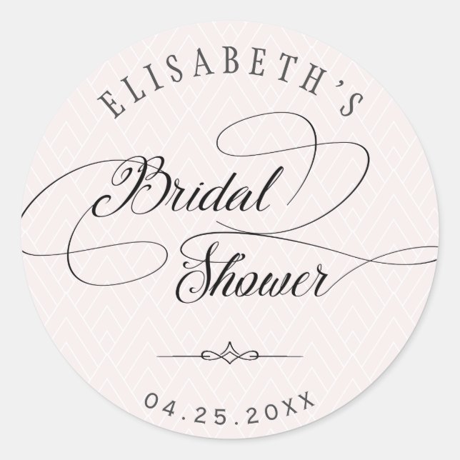 Elegant classy calligraphy bridal shower blush classic round sticker (Front)
