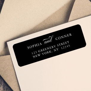 Elegant Classy Calligraphy Return Address Black Label