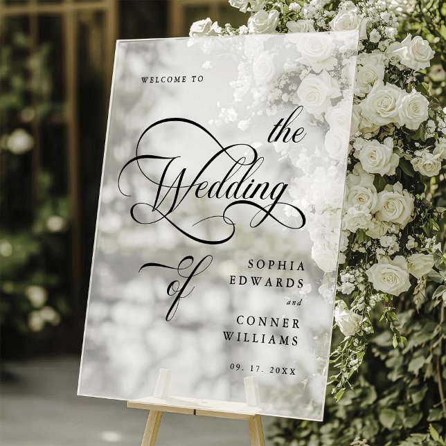 Elegant Classy Calligraphy Wedding Welcome Frosted Acrylic Sign (Creator Uploaded)