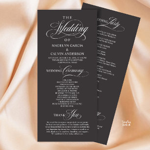 Elegant Classy Charcoal Wedding Ceremony Order Program