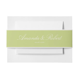 Elegant Classy Citrus Green Wedding Invitation Belly Band