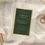 Elegant classy dark green gold frame wedding acrylic invitations<br><div class="desc">Simple classic modern typography gold and dark emerald green minimalist frosted acrylic wedding invitation.             The invite is suitable for an elegant classy formal wedding ceremony and reception.</div>