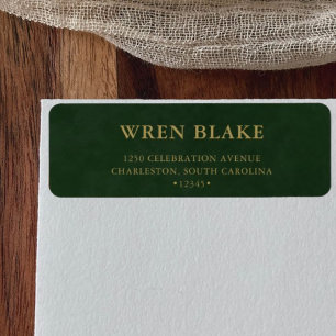 Elegant Classy Dark Green Leather Return Address  Label