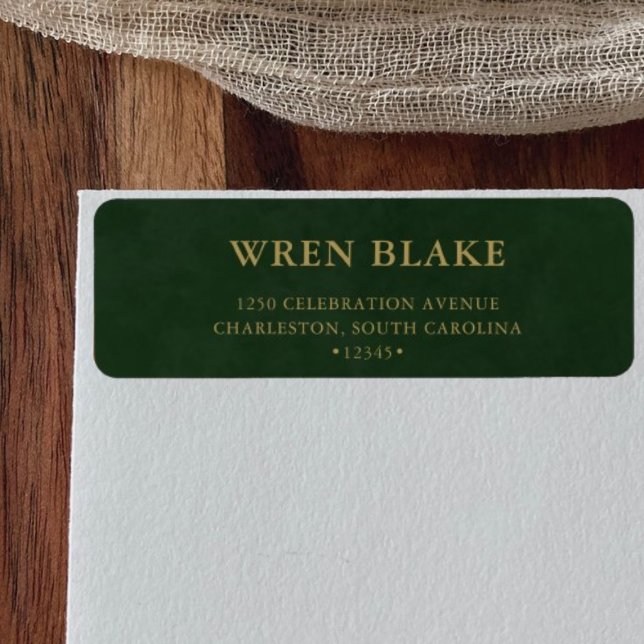 Elegant Classy Dark Green Leather Return Address  Label (Creator Uploaded)