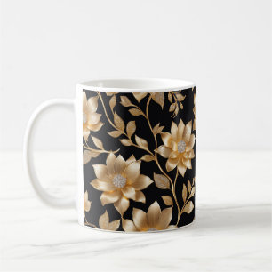 Elegant Classy Diamonds & Gold Flowers Fun Floral  Coffee Mug