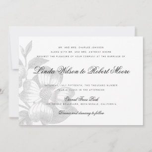 Elegant Classy Dogwood Flower Wedding Invitation