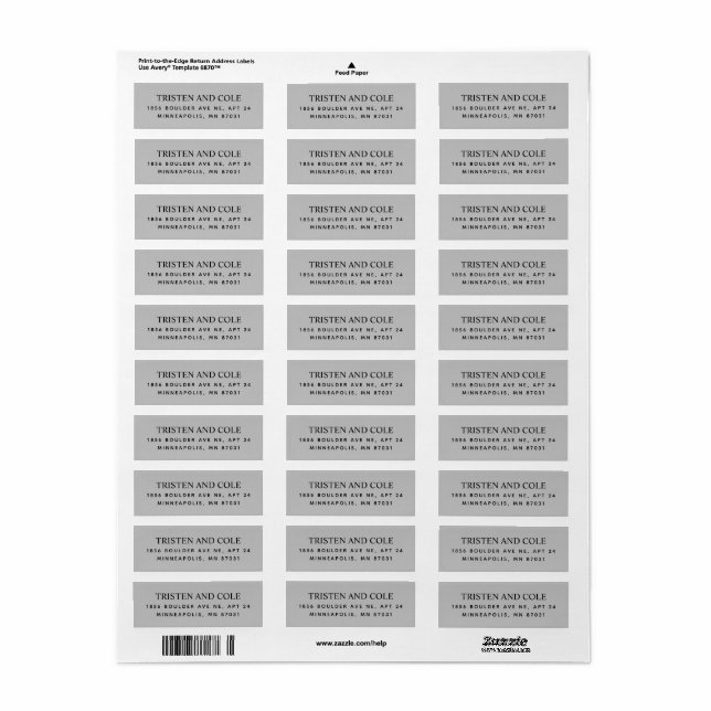 Elegant Classy Dove Grey Return Address Label (Full Sheet)