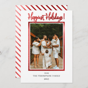Elegant Classy Faux Foil Photo Happiest Holidays H Holiday Card