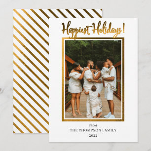 Elegant Classy Faux Foil Photo Happiest Holidays Holiday Card