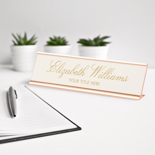 Elegant Classy Faux Gold Custom Desk Nameplate (Creator Uploaded)
