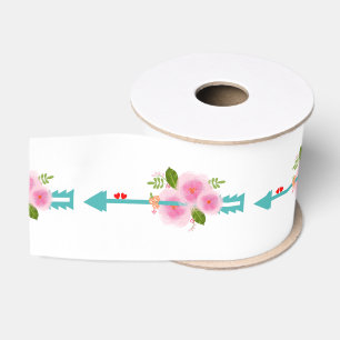 Elegant Classy Floral Pastel Floral Arrows Wedding Grosgrain Ribbon
