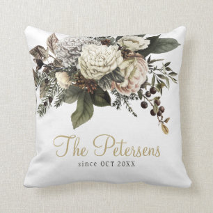 Elegant classy floral wedding anniversary gift cushion