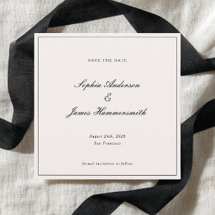 Elegant Classy Formal Black Frame Script Wedding  Save The Date