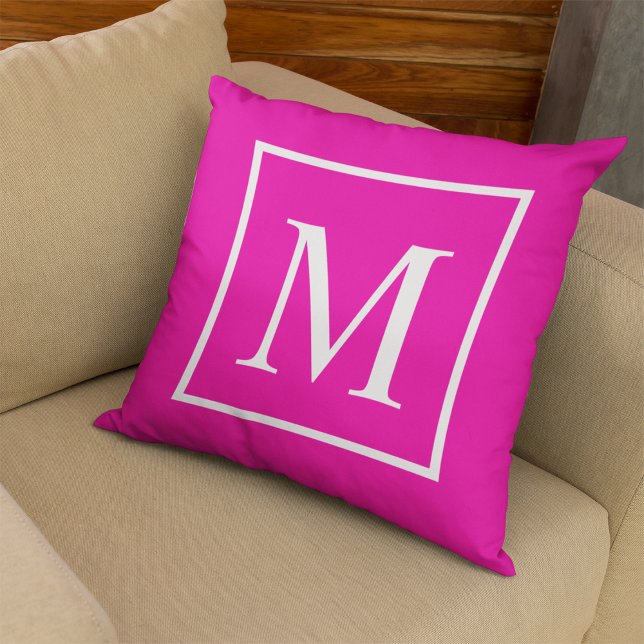 Elegant Classy Fuchsia Customise monogram Cushion (Creator Uploaded)