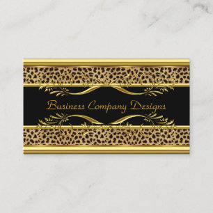 Elegant Classy Gold Black Leopard Animal Print Business Card