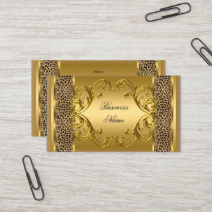 Elegant Classy Gold Black Leopard animal print Business Card