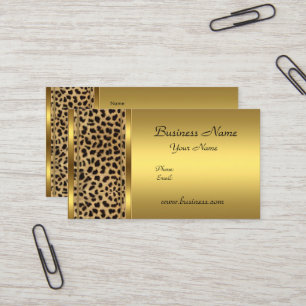 Elegant Classy Gold Black Leopard animal print Business Card