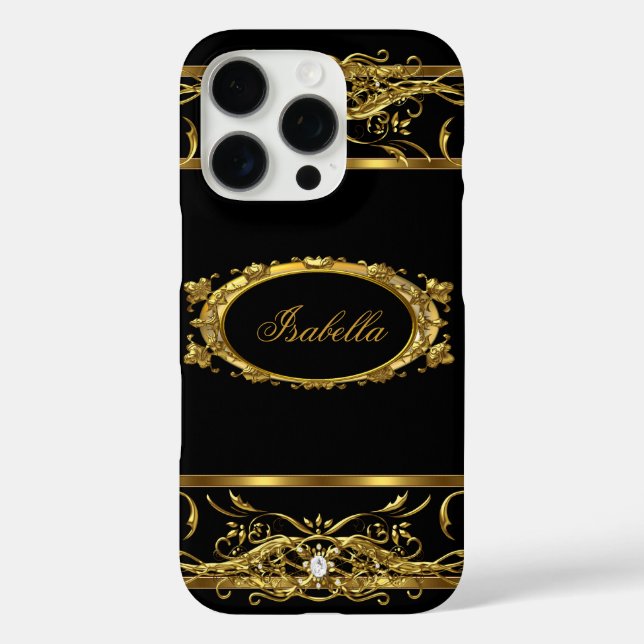 Elegant Classy Gold Black Name diamond jewel Case-Mate iPhone Case (Back)