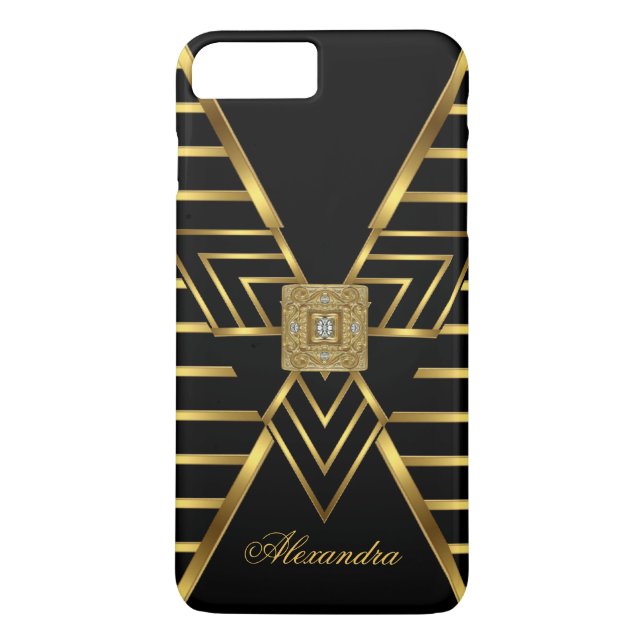 Elegant Classy Gold Black Stripe Art Deco Case-Mate iPhone Case (Back)